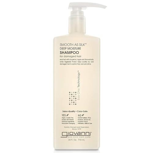 GIOVANNI Smooth as Silk Deep Moisture Shampoo - Moisturizing Shampoo for Women &amp; Men, Cleansing and Clarifying for Soft, Smooth Hair, Salon Quality, Sulfate Free - 24 Fl Oz (Pack of 1)