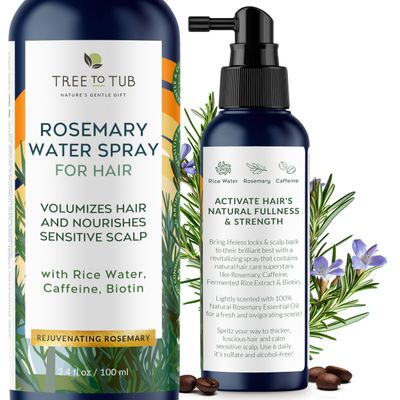 Tree To Tub Rosemary Water Spray for Hair Growth - Fermented Rice Water for Hair Growth Nature&#39;s Rosemary Hair Spray &amp; Nourishing Scalp Care