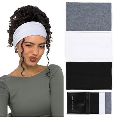 Huachi Wide Headbands: Boho Elastic Non-Slip Thick Stretchy Headbands for Women&#39;s Workout, Running, and Active Wear