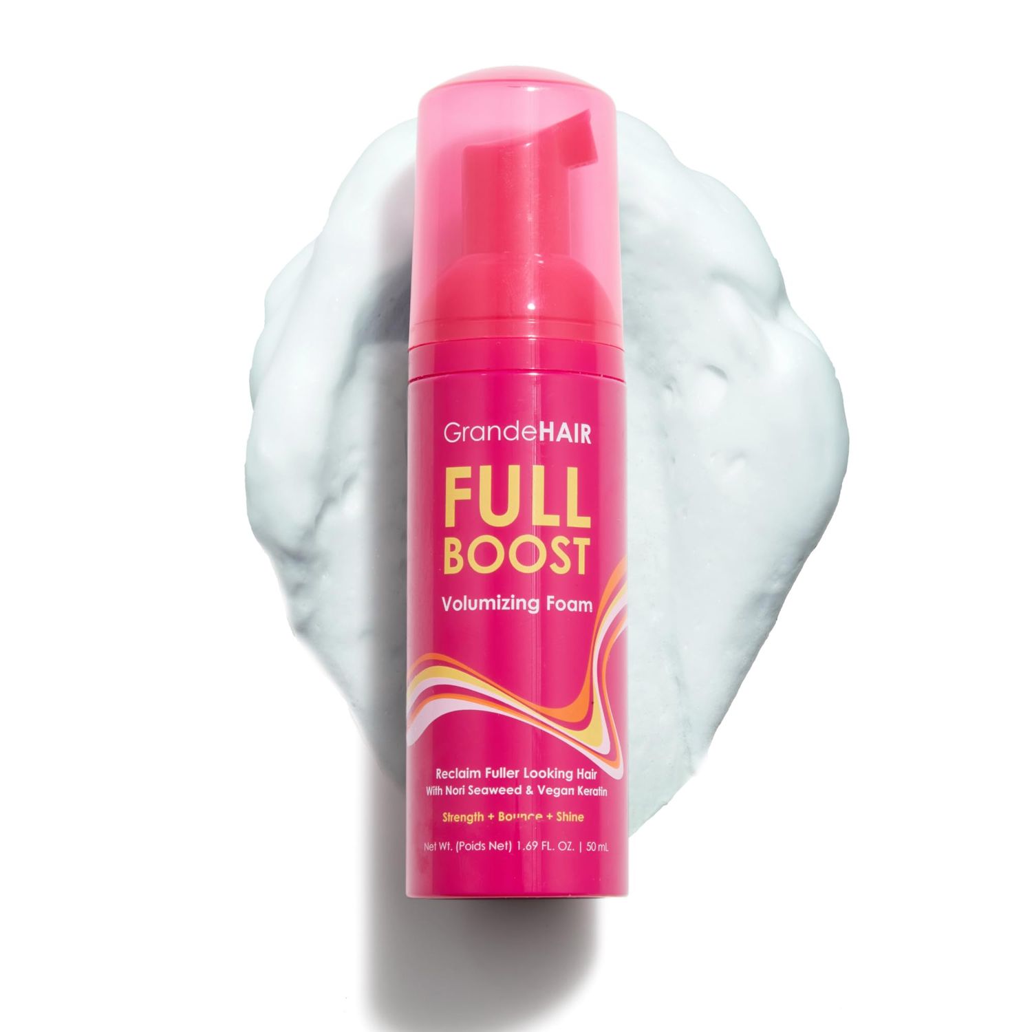 Grande Cosmetics Volumizing Hair Foam For Instant Volume, Body &amp; Fuller Looking Hair, Hair Mousse for Curly Hair, Defines Curls, Non-sticky, Travel Size