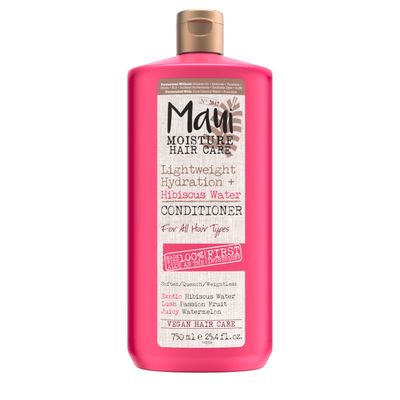 Maui Moisture Lightweight Hydration + Hibiscus Water Conditioner, Nourishing Conditioner Softens &amp; Quenches Wavy &amp; Curly Hair with Aloe Vera, Vegan &amp; Silicone-Free, 25.4 fl. oz