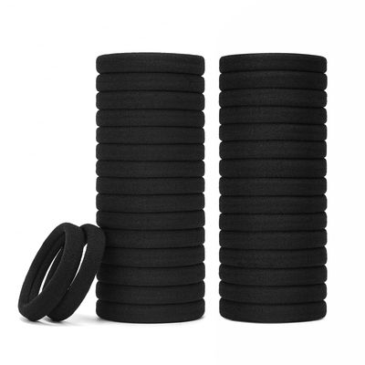 Mia Klein Hair Ties Black 100Count Extra Thick 5CM, Bulk Elastic Hair Bands for Thick Heavy Hair, Seamless Hair Accessories for Girls Women, Ponytail Holder (Black)