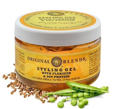 Original Blends Styling Gel - Natural Hair Gel with Flaxseed &amp; Soy Protein - Non-Flaking, Firm or Light Hold for All Hair Types - Hair Product for Adults &amp; Children - (11 Fl Oz Jar)