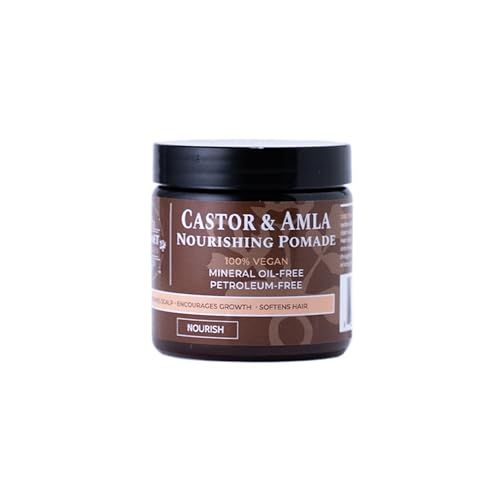 Qhemet Biologics Castor &amp; Amla Nourishing Pomade - Vegan Pomade and Scalp Conditioner with Castor Oil and Amla - Adds Softness, Pliability &amp; Sheen to Locs, Cornrows, Twists &amp; Loose Hair (4 oz)