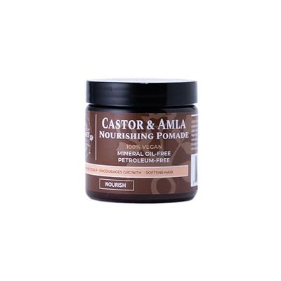 Qhemet Biologics Castor &amp; Amla Nourishing Pomade - Vegan Pomade and Scalp Conditioner with Castor Oil and Amla - Adds Softness, Pliability &amp; Sheen to Locs, Cornrows, Twists &amp; Loose Hair (4 oz)
