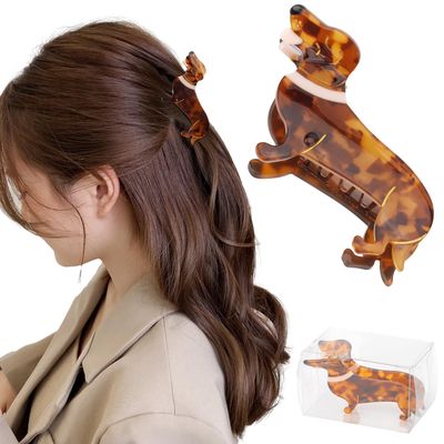 Hapdoo Dachshund Gifts for Women, Acetate Animal Dachshund Dog Hair Clips for Puppy Lovers, Mother&#39;s Day Gifts for Her Cute Pet Hair Accessories Stocking Stuffers for Christmas, Birthday