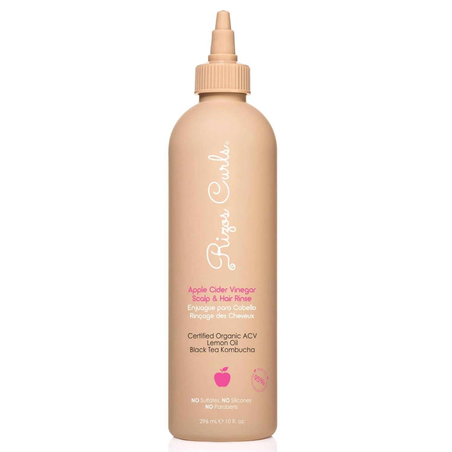 Rizos Curls Apple Cider Vinegar Scalp &amp; Hair Rinse, Clarifies to Remove Product Buildup, Balance Oils, Revive Hair &amp; Scalp, Enhances Softness &amp; Shine, 10 oz