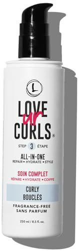 Love Ur Curls - Curly All in One Curl Cream Styler, Curling Cream for Curly Hair, Repair, Define, Hydrate &amp; Style with Shea Butter, 250mL