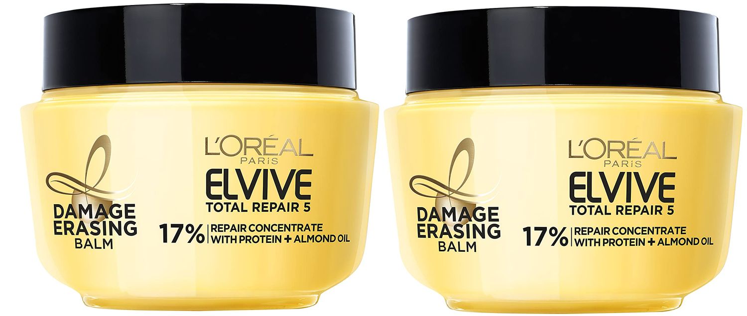 L&#39;Oreal Paris Hair Care Elvive Total Repair 5 Damage Erasing Balm, Conditioning Hair Mask for Damaged Hair, with Almond and Protein, 8.5 fl; oz, (Pack of 2)