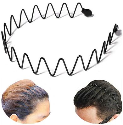bodbop XINGZHE Metal Hair Band Men Headband Women&#39;s Fashion Hair Bands Elastic Stylish Sports Hairband Head Hoop with Non Slip Wavy Teeth, Black
