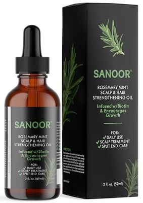 SANOOR Rosemary Mint, Scalp Hair Growth Oil, Infused Biotin to Encourages Hair Growth | Healthier, Stronger &amp; Long Strands | All Type &amp; Texture | Straight, Waves &amp; Chemically Treated Hairs
