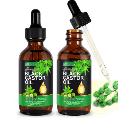 2 Pack Jamaican Black Castor Oil, Pure Natural Castor Oil for Hair Growth, Castor Oil Organic Cold Pressed Unrefined, Deep Cleansing, Skin &amp; Scalp Moisturizer, Nail Care Grow