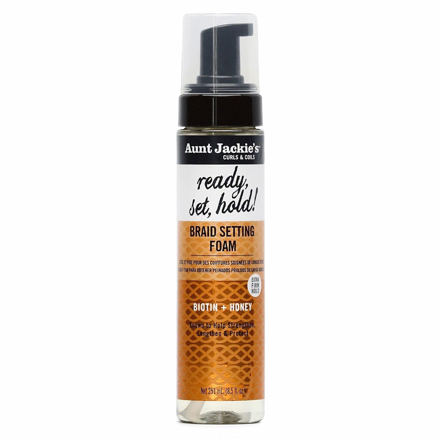 Aunt Jackie&#39;s Curls &amp; Coils Braid + Twist Collection Ready, Set, Hold Braid Setting Foam with Extra Firm Hold, 8.5 fl oz