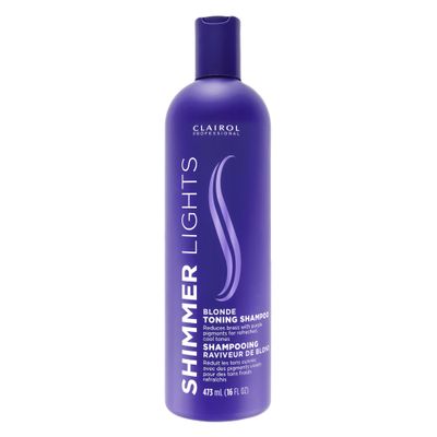 Clairol Professional Shimmer Lights Purple Shampoo, 16 fl. Oz, Neutralizes Brass &amp; Yellow Tones, For Blonde, Silver, Gray &amp; Highlighted Hair Packaging May Vary