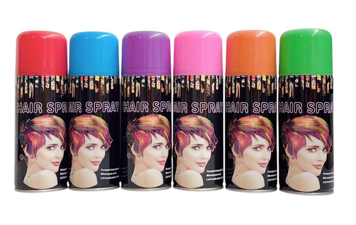 Temporary Hair Color Spray Birthday Party,New Year Party,Celebration 3OZ- Case (6 Cans) - 6 Colors