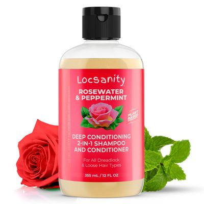 Locsanity 2-in-1 Shampoo and Conditioner for All Types of Dreadlocks and Hairstyles - Moisturizing, Nourishing, and Hydrating Shampoo and Conditioner (12 fl oz)
