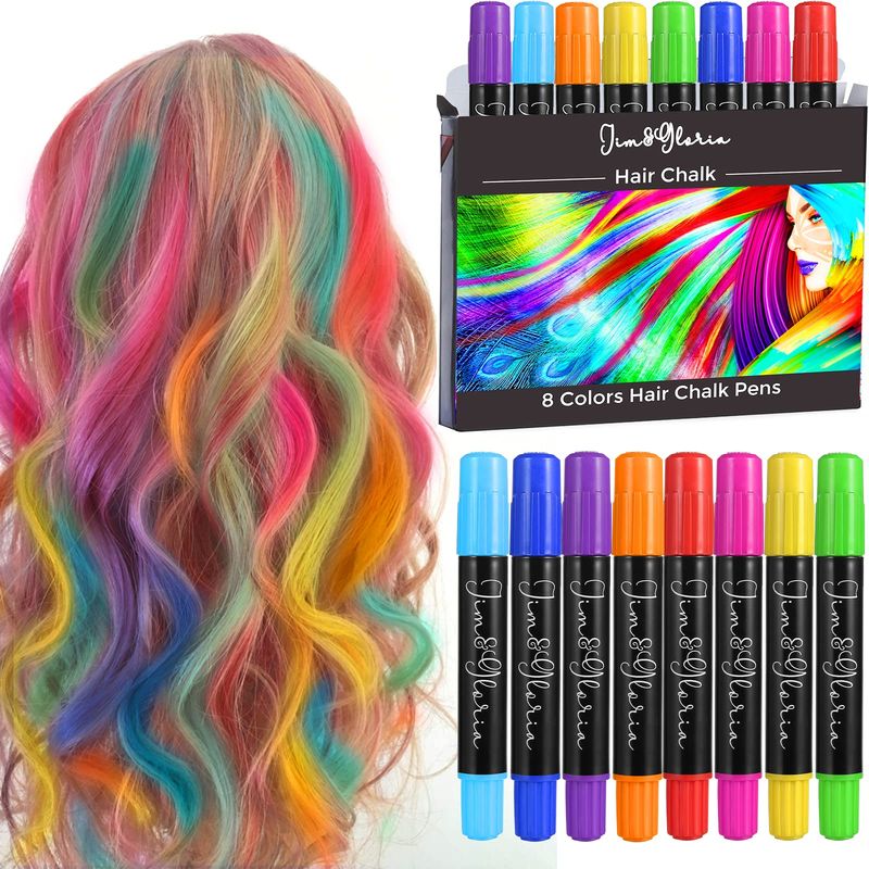 Jim&amp;Gloria Dustless Hair Chalk Gifts for Girls Makeup Kit, Gift for Teen Girl Trendy Stuff, Kids, Teenage Tweens Teenager Temporary and Washable Color Dye Markers Age 7 8 9 10 11 12 13 14 Year Old Toy