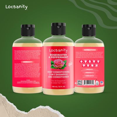 Locsanity 2-in-1 Shampoo and Conditioner for All Types of Dreadlocks and Hairstyles - Moisturizing, Nourishing, and Hydrating Shampoo and Conditioner (12 fl oz)