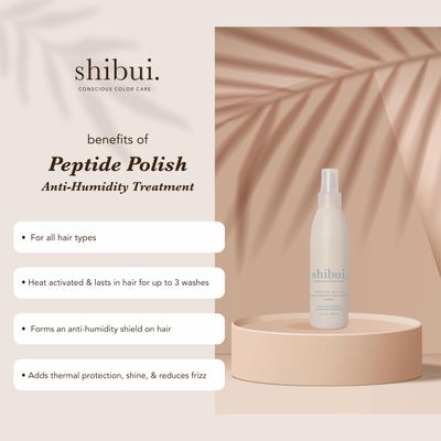 SHIBUI Peptide Polish Anti Humidity Treatment, Heat-Activated Shine &amp; Color Protection, Vegan &amp; Sulfate-Free, 6.5 Fl Oz