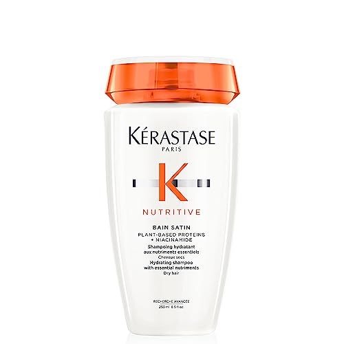 KRASTASE Nutritive, Gentle Hydrating Shampoo for Dry Hair, Nourishing Protein Formula with Niacinamide, Moisturises, Softness and Restores Thickness and Shine, Bain Satin, 250 ml