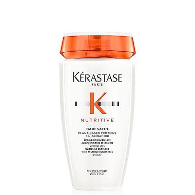 KRASTASE Nutritive, Gentle Hydrating Shampoo for Dry Hair, Nourishing Protein Formula with Niacinamide, Moisturises, Softness and Restores Thickness and Shine, Bain Satin, 250 ml
