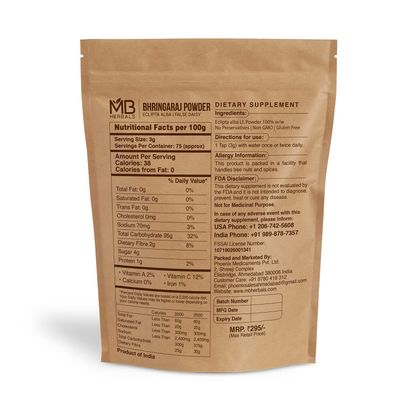 MB Herbals Pure Bhringraj Powder 227g | 8 oz | 0.5 LB | Bhringaraj | 100% Pure Eclipta alba Powder | Hair Care