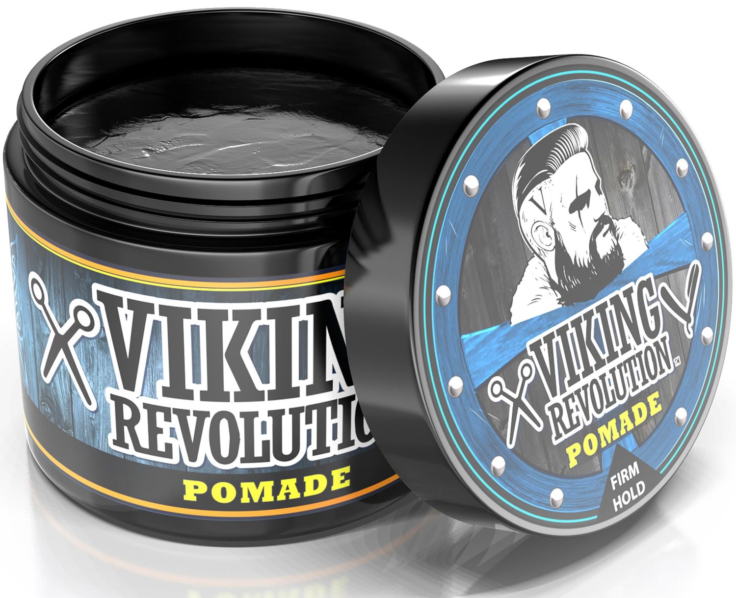 Viking Revolution Pomade for Men 4oz - Firm Strong Hold &amp; High Shine for Classic Styling - Water Based &amp; Easy to Wash Out (Firm, 1 Pack)