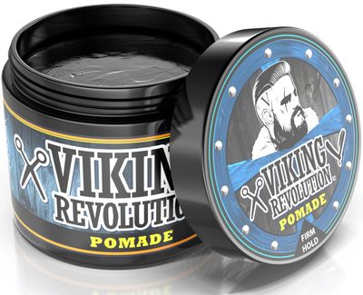 Viking Revolution Pomade for Men 4oz - Firm Strong Hold &amp; High Shine for Classic Styling - Water Based &amp; Easy to Wash Out (Firm, 1 Pack)