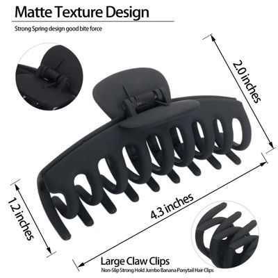 OWIIZI Hair Clip, 4.3" Matte Large Non-Slip Ponytail Jaw Barrette Strong Hold Banana Claw Clips for Women Long Thick Hair
