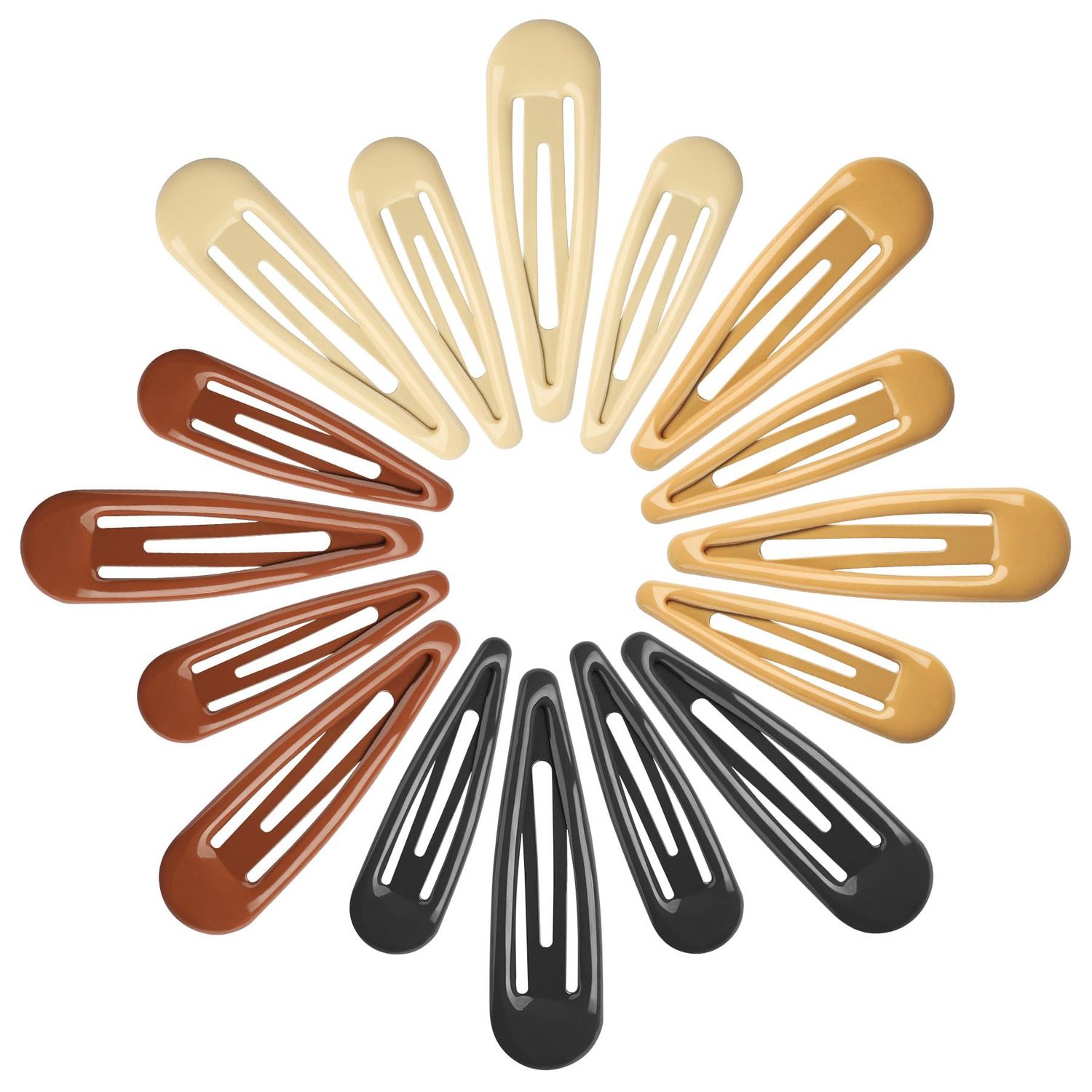 YIERSO Metal Snap Hair Clips, No Slip Hair Clips for Thick/Thin Hair, 16pcs Medium/Big Barrettes for Women Kids Girls Hairstyle Makeup Accessories (8pcs 2.36inch &amp; 8pcs 2.7inch) (Black Brown)