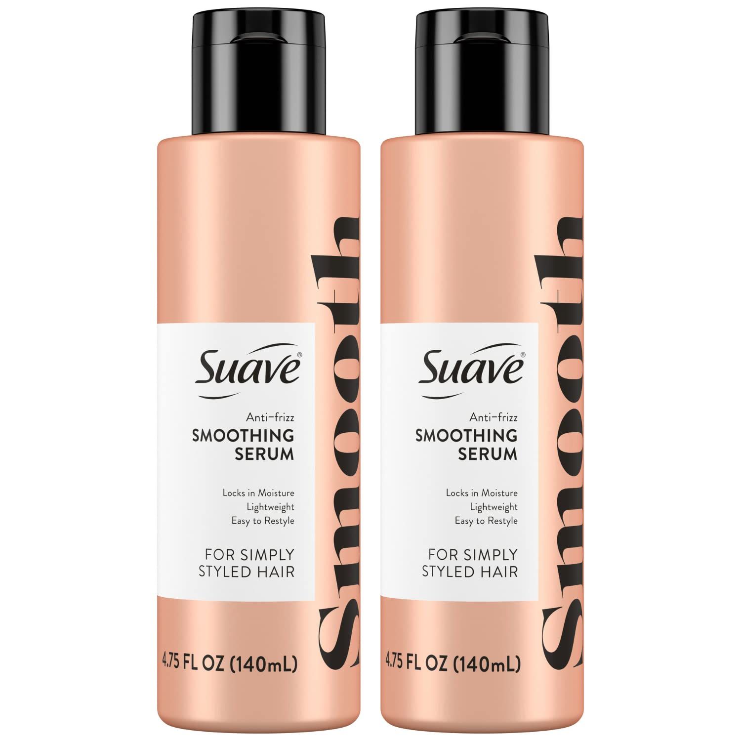 Suave Simply Styled Hair Smoothing Serum - Anti-Frizz Hair Serum, Anti-Humidity, 24H Frizz Control for Smooth &amp; Sleek Hair, 4.75 oz (Pack of 2)