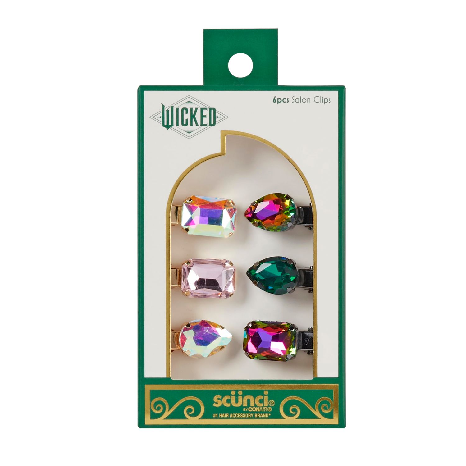 Wicked Gemstone Salon Clips - hair clips - gift box - hair clips for women - gifts for her - hair accessories -Scunci by Conair - 6PK