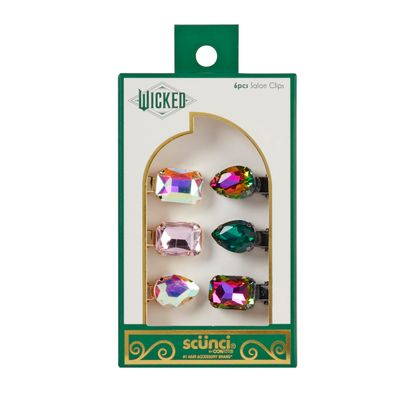 Wicked Gemstone Salon Clips - hair clips - gift box - hair clips for women - gifts for her - hair accessories -Scunci by Conair - 6PK
