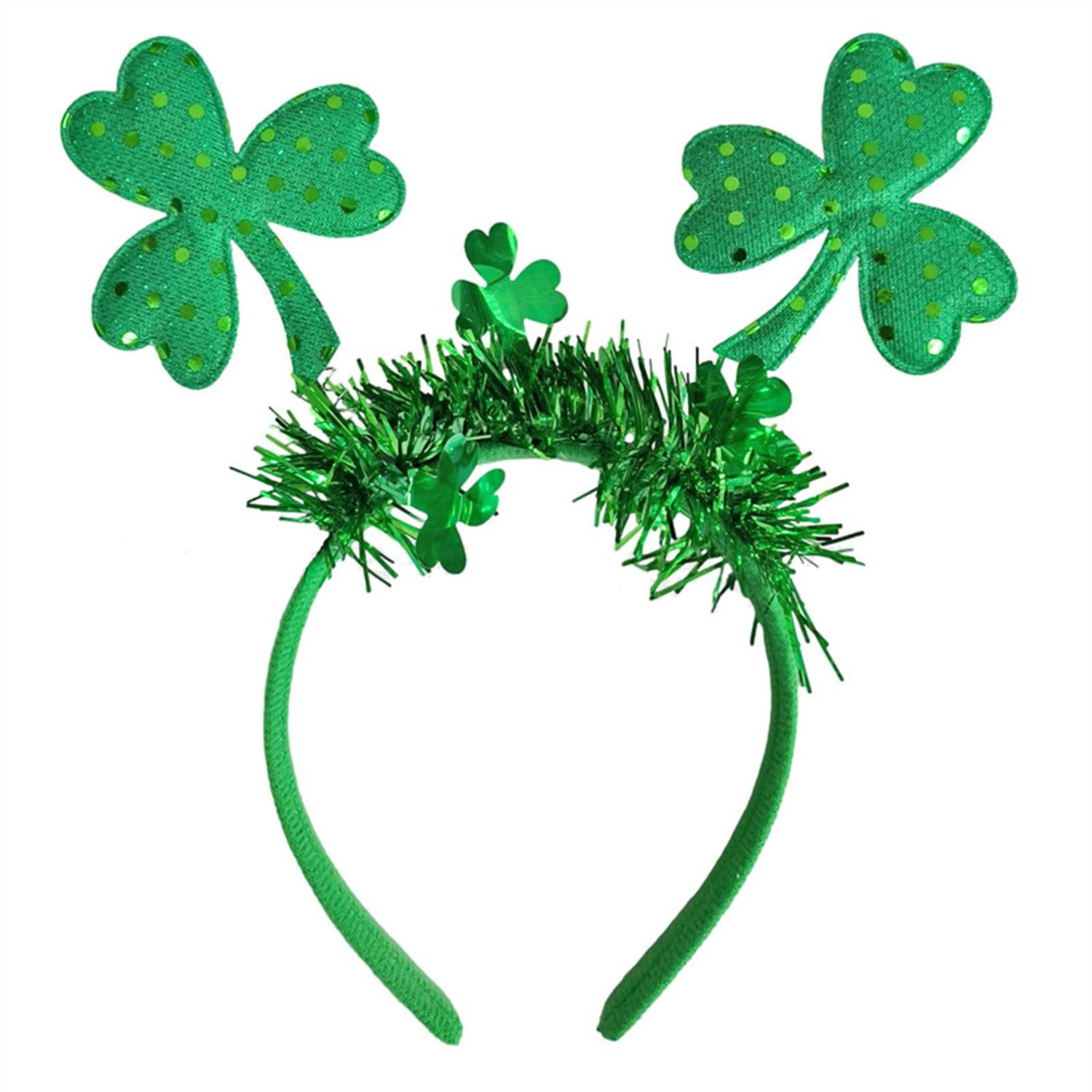 HIFANMM Green Shamrock Headbands St. Patrick&#39;s Day Hair Bands for Women Girls Kids, Shiny Sequin Clover Leaf Hair Accessories Green Irish Day Decoration Headdress Party Supplies Gift Hair Hoop 1 Pcs