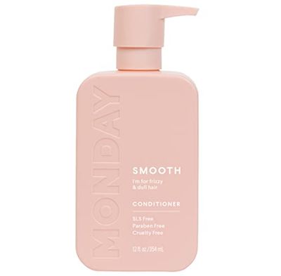 MONDAY HAIRCARE Smooth Conditioner 12oz for Frizzy, Coarse, and Curly Hair, Made from Coconut Oil, Shea Butter, &amp; Vitamin E, 100% Recyclable Bottles (350ml), Pink (10433)