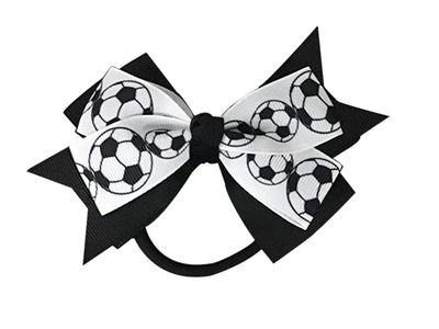 Sportybella - Soccer Hair Accessories Set: Adorable Black and White Soccer Ball Prints - Hair Bows, Ponytail Holders - Gift for Girls Soccer Enthusiasts