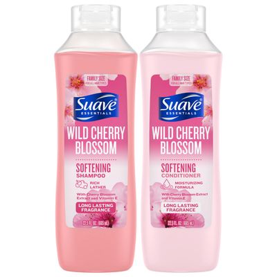 Suave Shampoo &amp; Conditioner Set, Wild Cherry Blossom - Everyday Softening Formulas with Cherry Blossom Extract &amp; Vitamin E, 22.5 Oz Ea (2 Piece Set)