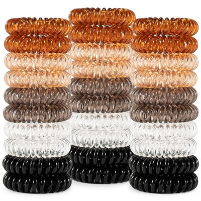 MAQIHAN Hair Ties - 40Pcs Telephone Cord Elastic Ponytail Holders for Thick Hair, Women, Girls and Teens in Neutral Colors
