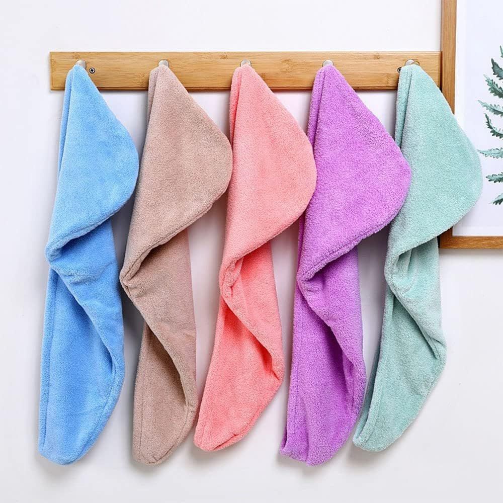Aivoch Hair Drying Towels, 5pcs Microfiber Hair Towel for Hair Turban Wrap Drying Head Towels for Girl Women 25 x 65cm