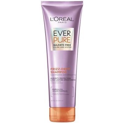 L&#39;Oreal Paris Sulfate Free Frizz Defy Shampoo, Frizz Control Hair Care with Marula Oil, EverPure, 8.5 Fl Oz (Packaging May Vary)
