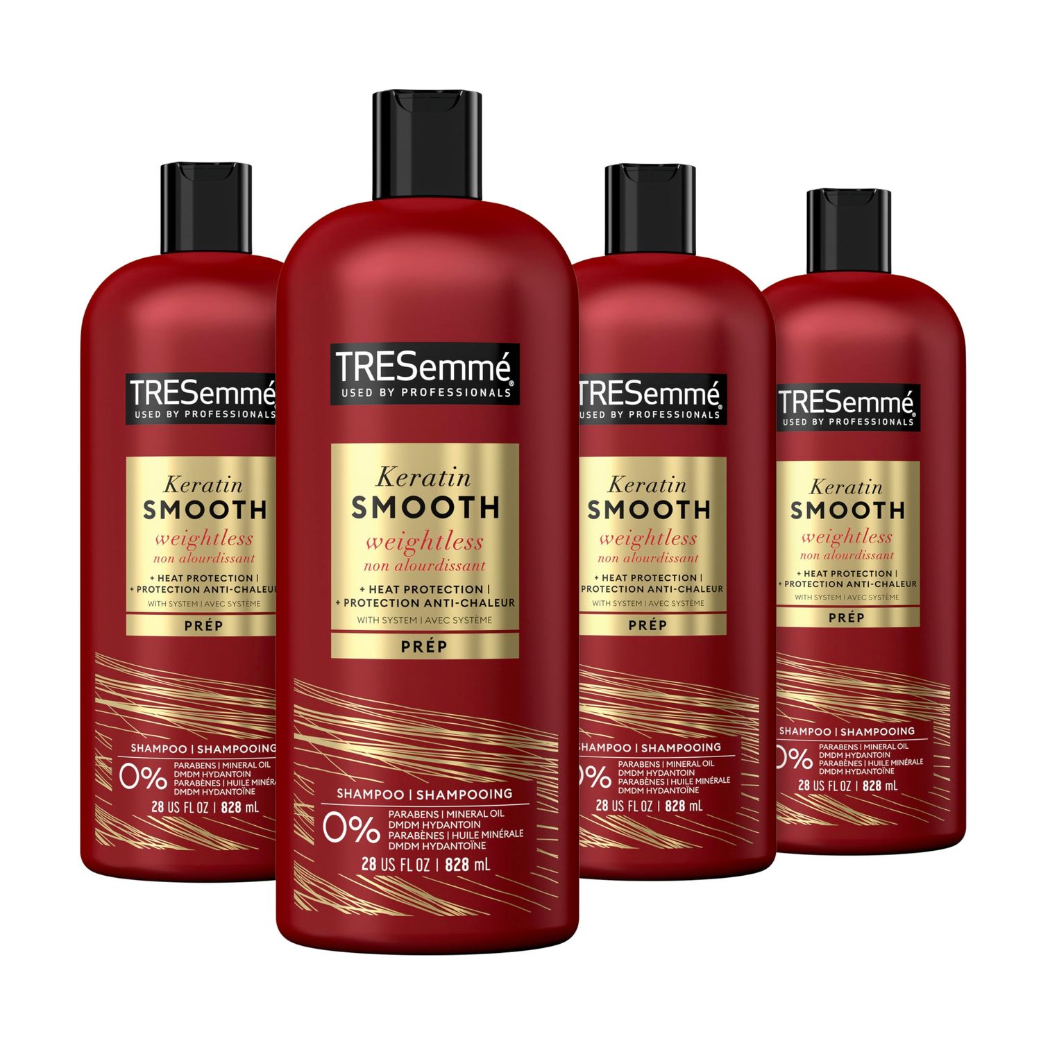 TRESemm Shampoo Keratin Smooth 4 pack Transforming Unruly Hair, Formulated with Lamellar-Discipline, 28 Fl Oz