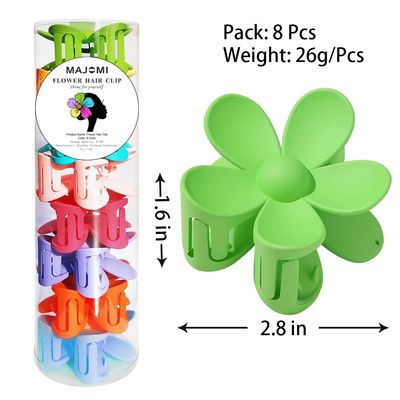 Flower Hair Claw Clips Flower Hair Clips 8PCS Cute Hair Clip Matte Hair Clips Big Claw Clip Strong Hold Jaw Daisy Clip Barrettes Large Hair Clamps Thin Thick Hair For Women Girls Gifts 8 Colors