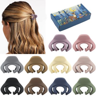 MAORULU Hair Clip, Small Hair Clips for Women Girls Kids, Tiny Non-slip Hair Claw Clips for Thin/Medium Thick Hair, 1.5 Inch Mini Hair Jaw Clips, 10 Colors Matte Octopus Clip with Gift Box