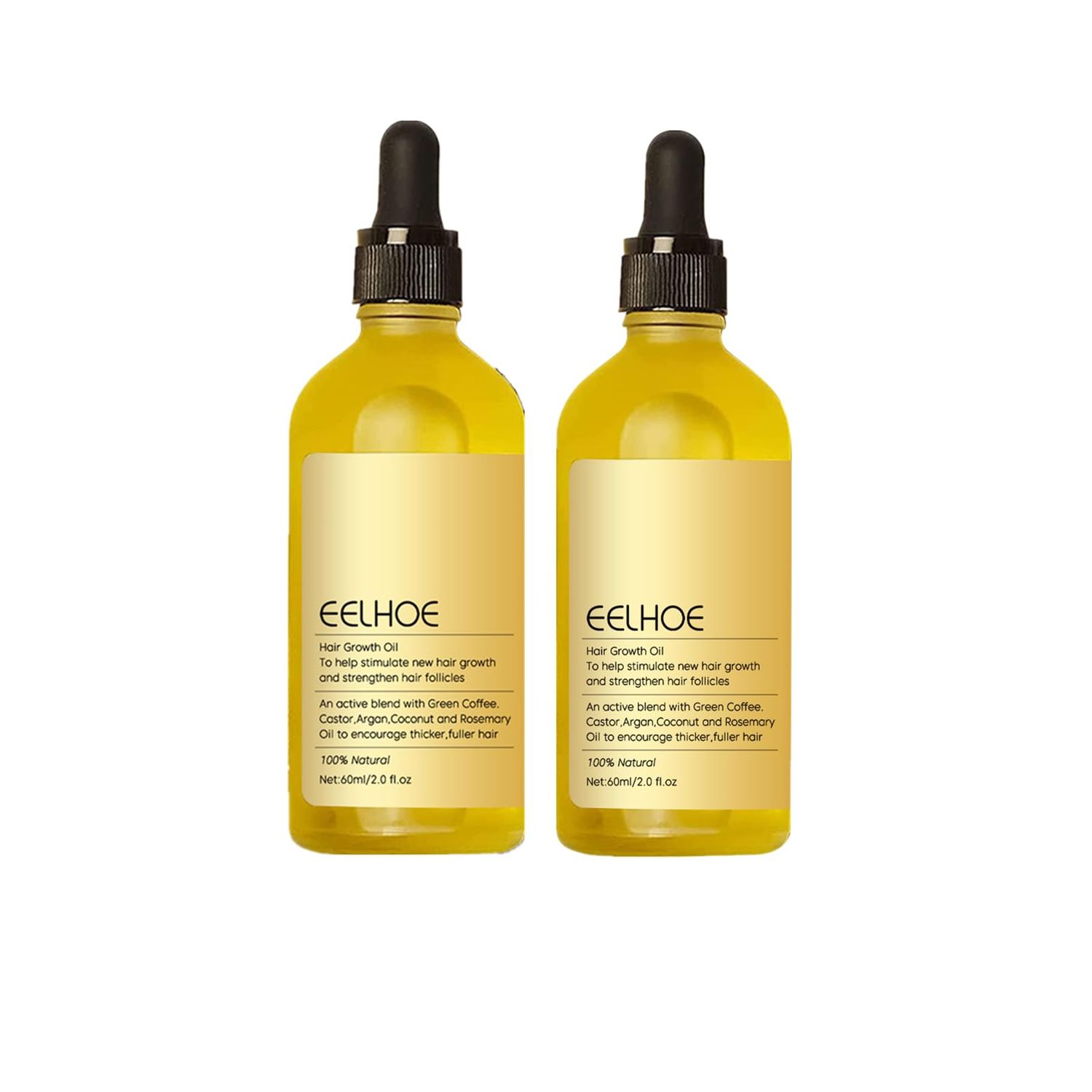 Carvenchi Veganic Natural Hair Growth Oil with Rosemary Scent, for Dry Damaged and Thin Hair, Colorless 2PC, 4 Fl Oz, Unisex