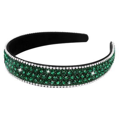 Wecoe Rhinestone Headband - Dark Green Bling Sparkly Crystal Diamond Thin Hair Band for Women &amp; Girls, Fashion Accessory for Holiday, Birthday Gift