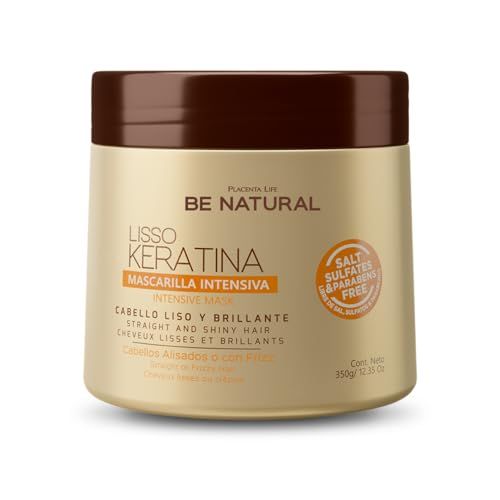 PLACENTA LIFE BE NATURAL LISSO KERATINA Mask with Hydrolyzed Keratin for a Straight and Shiny Hair- No More frizz- Have a perfect Smooth - (350 ml/11.83 fl.oz)