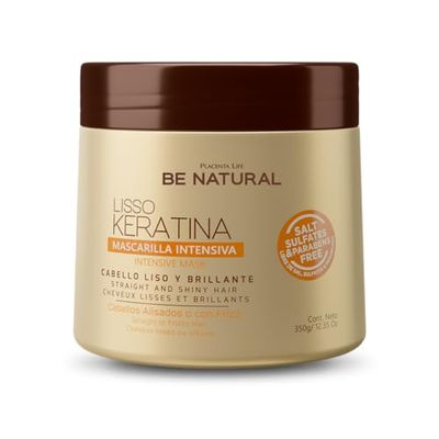 PLACENTA LIFE BE NATURAL LISSO KERATINA Mask with Hydrolyzed Keratin for a Straight and Shiny Hair- No More frizz- Have a perfect Smooth - (350 ml/11.83 fl.oz)