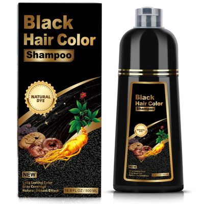 Black Hair Dye Shampoo 3 in 1 for Gray Hair, Herbal Natural Color Shampoo Hair Dye for Women Men