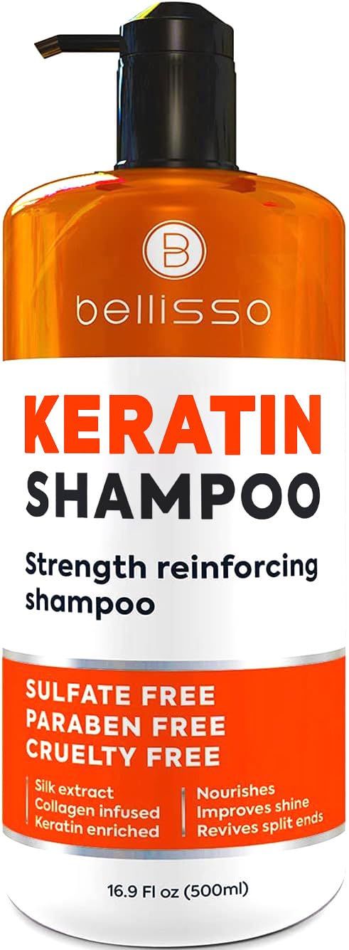 Keratin Enriched Shampoo - Sulfate and Paraben Free - Anti Frizz Treatment for Women and Men - Professional Salon Grade Repair Formula with Silk Protein for Dry, Frizzy Damaged and Color Treated Hair