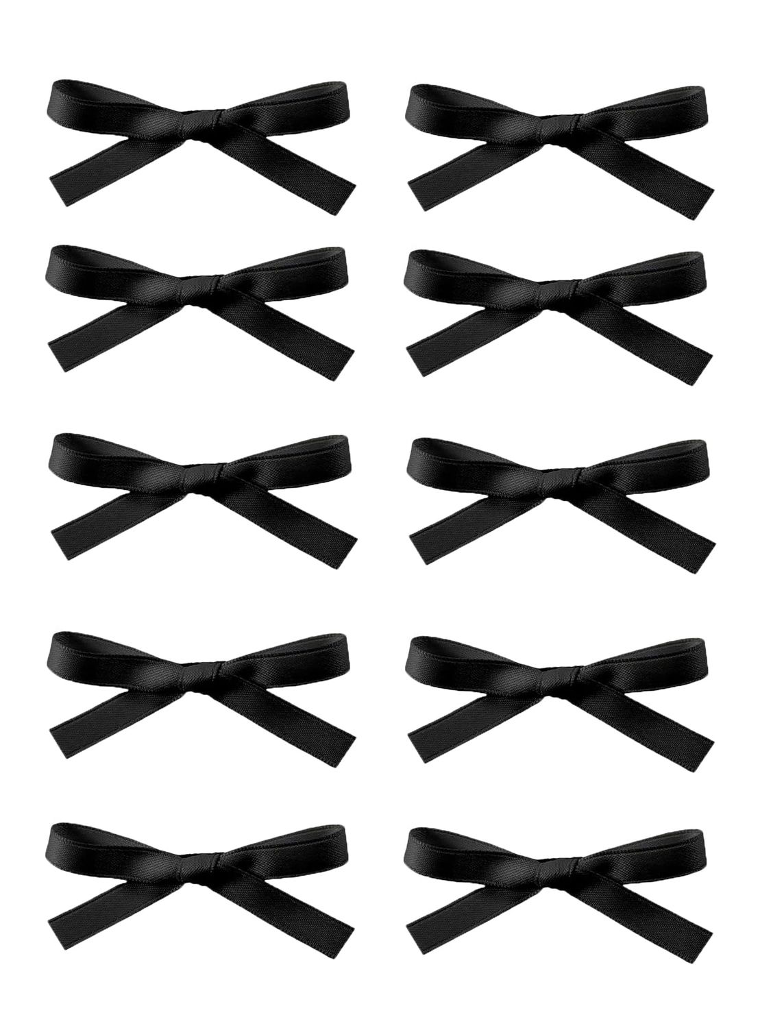 Ayesha Hair Clip, 10PCS Black 10mm Double-Sided Satin Ribbon Hair Bows &amp; Clips for Women Girls Toddlers Tiny Bow Claw Clip for Thick Fine Hair, Set of 10